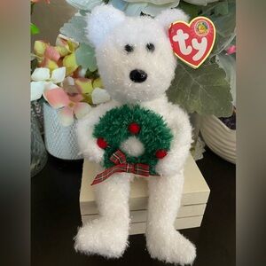 🆕🎄 RETIRED RARE TY BEANIE BABY BEAR “MERRIMENT”. MWMT!